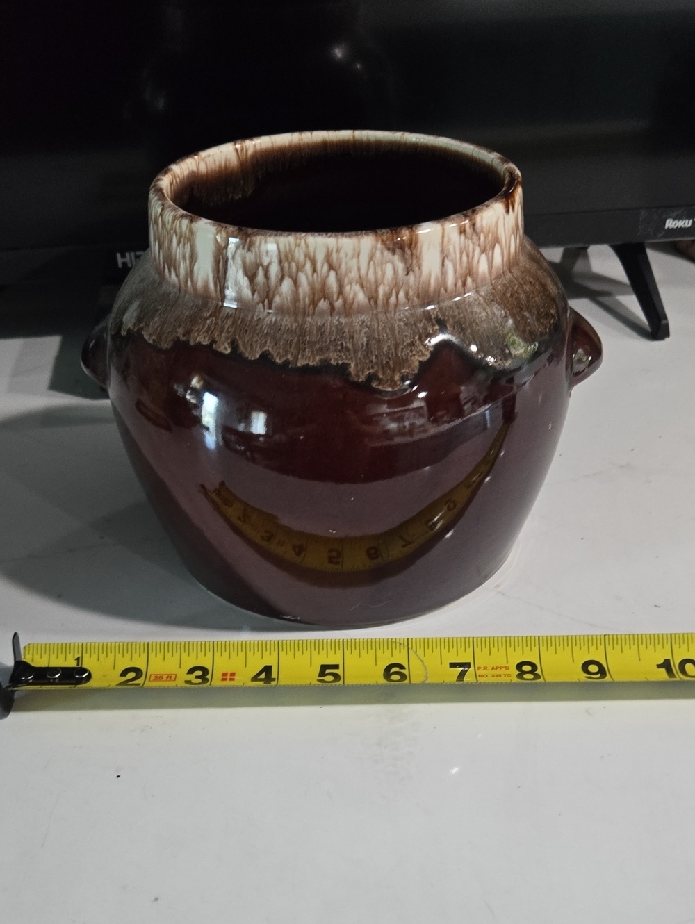 Vintage KATHY KALE Brown Glazed Ceramic Pot with Drip-Style Rim No Bundling